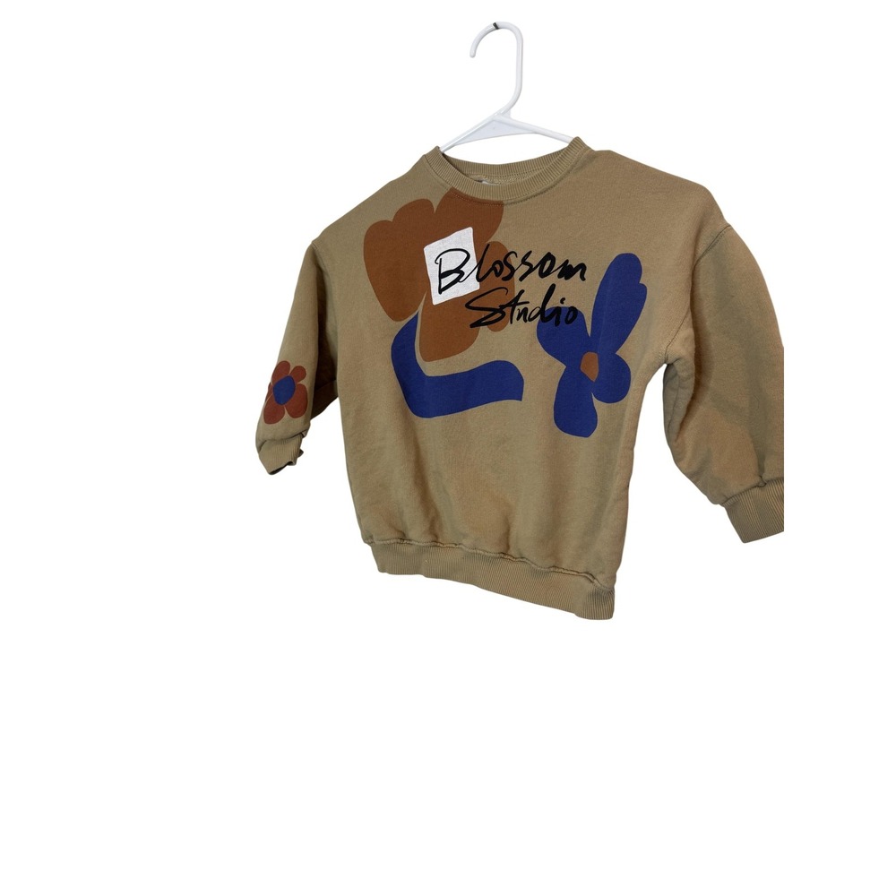 Zara Sweatshirt Kids 4 Years Beige Blossom Studio Graphic Pullover Crewneck